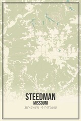 Retro US city map of Steedman, Missouri. Vintage street map.