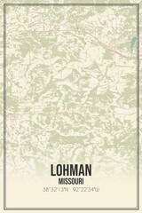 Retro US city map of Lohman, Missouri. Vintage street map.