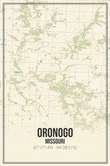 Retro US city map of Oronogo, Missouri. Vintage street map.