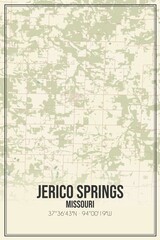 Retro US city map of Jerico Springs, Missouri. Vintage street map.