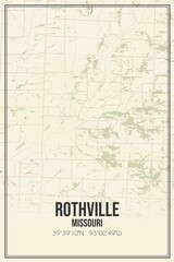 Retro US city map of Rothville, Missouri. Vintage street map.