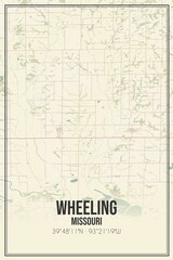 Retro US city map of Wheeling, Missouri. Vintage street map.