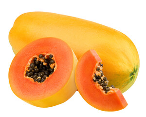 Papaya isolated on white background, clipping path, full depth of field