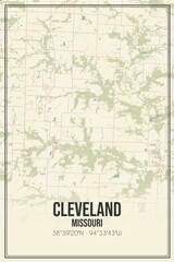 Retro US city map of Cleveland, Missouri. Vintage street map.