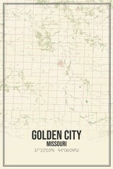 Retro US city map of Golden City, Missouri. Vintage street map.