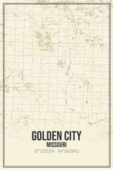 Fototapeta premium Retro US city map of Golden City, Missouri. Vintage street map.
