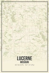 Retro US city map of Lucerne, Missouri. Vintage street map.