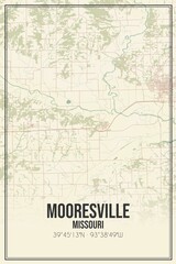 Fototapeta premium Retro US city map of Mooresville, Missouri. Vintage street map.