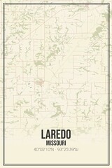 Obraz premium Retro US city map of Laredo, Missouri. Vintage street map.
