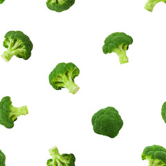 Broccoli isolated on white background, SEAMLESS, PATTERN