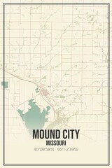 Retro US city map of Mound City, Missouri. Vintage street map.