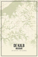 Retro US city map of De Kalb, Missouri. Vintage street map.