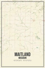 Retro US city map of Maitland, Missouri. Vintage street map.