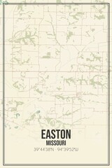 Retro US city map of Easton, Missouri. Vintage street map.