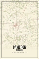 Fototapeta premium Retro US city map of Cameron, Missouri. Vintage street map.