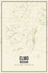 Fototapeta premium Retro US city map of Elmo, Missouri. Vintage street map.