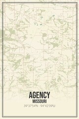 Retro US city map of Agency, Missouri. Vintage street map.