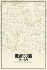 Retro US city map of Dearborn, Missouri. Vintage street map.