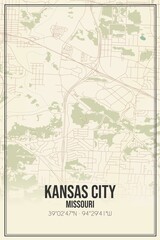Fototapeta premium Retro US city map of Kansas City, Missouri. Vintage street map.