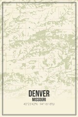 Retro US city map of Denver, Missouri. Vintage street map.