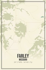 Retro US city map of Farley, Missouri. Vintage street map.