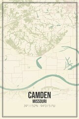 Obraz premium Retro US city map of Camden, Missouri. Vintage street map.