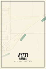 Retro US city map of Wyatt, Missouri. Vintage street map.