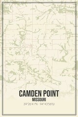 Retro US city map of Camden Point, Missouri. Vintage street map.