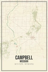 Obraz premium Retro US city map of Campbell, Missouri. Vintage street map.
