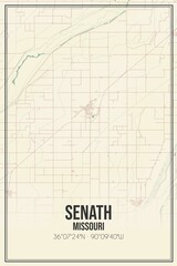 Retro US city map of Senath, Missouri. Vintage street map.