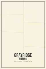 Retro US city map of Grayridge, Missouri. Vintage street map.