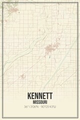 Obraz premium Retro US city map of Kennett, Missouri. Vintage street map.