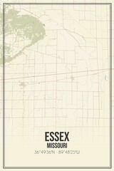 Retro US city map of Essex, Missouri. Vintage street map.