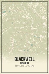 Retro US city map of Blackwell, Missouri. Vintage street map.