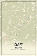 Retro US city map of Cadet, Missouri. Vintage street map.