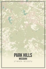 Retro US city map of Park Hills, Missouri. Vintage street map.