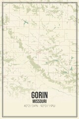 Retro US city map of Gorin, Missouri. Vintage street map.