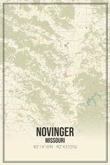 Retro US city map of Novinger, Missouri. Vintage street map.
