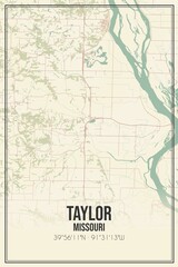 Obraz premium Retro US city map of Taylor, Missouri. Vintage street map.