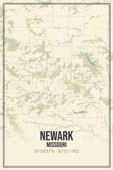 Retro US city map of Newark, Missouri. Vintage street map.