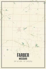 Retro US city map of Farber, Missouri. Vintage street map.