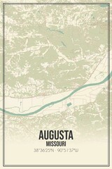 Retro US city map of Augusta, Missouri. Vintage street map.