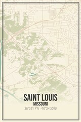 Fototapeta premium Retro US city map of Saint Louis, Missouri. Vintage street map.