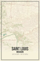 Retro US city map of Saint Louis, Missouri. Vintage street map. - obrazy, fototapety, plakaty