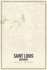 Retro US city map of Saint Louis, Missouri. Vintage street map.