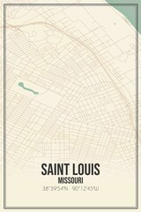 Retro US city map of Saint Louis, Missouri. Vintage street map.