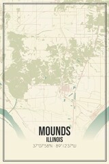 Retro US city map of Mounds, Illinois. Vintage street map.