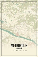 Retro US city map of Metropolis, Illinois. Vintage street map.