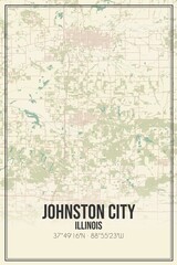 Retro US city map of Johnston City, Illinois. Vintage street map.