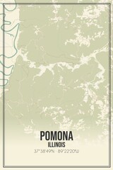 Retro US city map of Pomona, Illinois. Vintage street map.